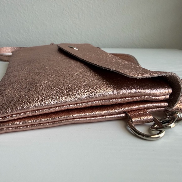 Mei Licai Rose Gold Copper Metallic Leather Crossbody Bag - Made In Italy NWT - Picture 12 of 15